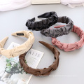 Bandeau cheveux tali rambut Korean Autumn Winter PU Folds Headband Solid Vintage Hairband for Women Girl Fashion Hair Accessories Dropshipping Wholesale